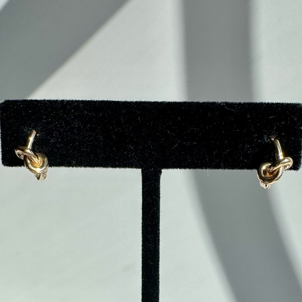 Dana Rebecca Designs Nana Bernice Knot Huggies in Yellow Gold - Picture 3 of 13